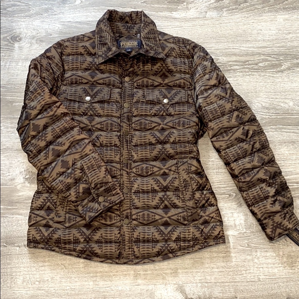NWT Pendleton Green Aztec puffer coat w/ real down